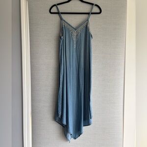 Blue Embroidered Handkerchief Dress